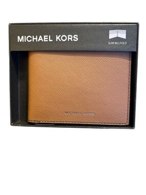 Michael Kors Tan Textured Leather Slim Bi-Fold Wallet NWT